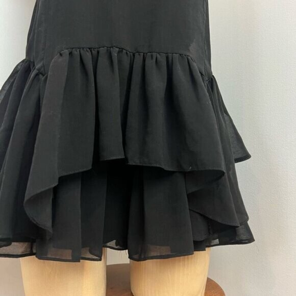 Snidel Women’s Size XSl Black Sleeveless Baby Doll Mini Ruffled Hem Romper Dress - Picture 7 of 13